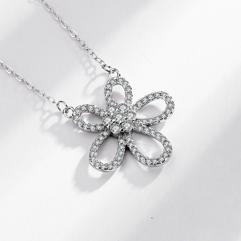 Women's Sterling Silver Sun Flower Necklace