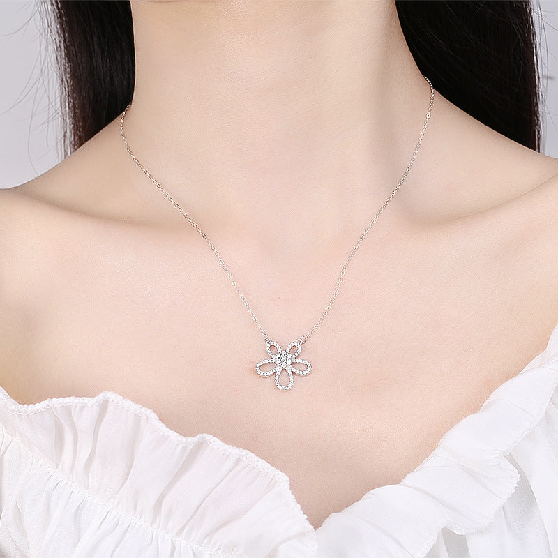 Women's Sterling Silver Sun Flower Necklace